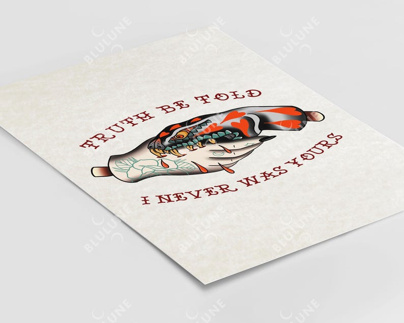 Snake Biting Hand Tattoo Art Print - American Traditional image 11