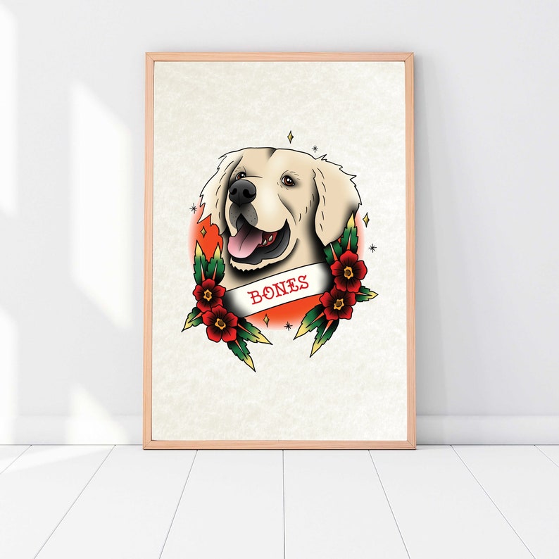 Haustierportrait, Tattoo-Stil neu, Haustierportrait vom Foto, Katzenportrait, Hundeportrait, Haustierportrait, Erinnerungsgeschenk, Weihnachtsgeschenk Bild 3