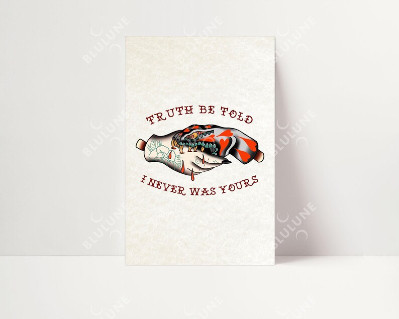 Snake Biting Hand Tattoo Art Print - American Traditional image 5
