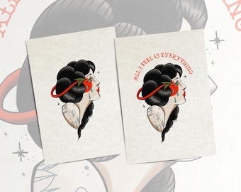 All I Feel is Everything Tattoo Art - Woman Crying Tattoo - Devil Tattoo - American Traditional Tattoo Art