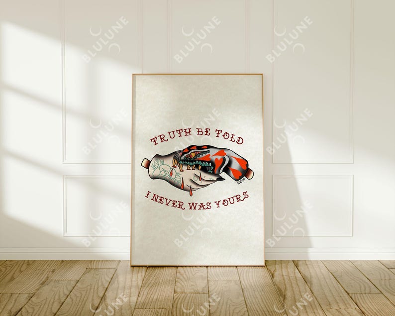 Snake Biting Hand Tattoo Art Print - American Traditional image 9