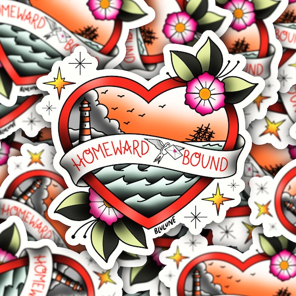 Valentine Sticker - Tattoo Flash - Homeward Bound - Nautical Vintage Sticker