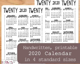 2020 Calendar 2020 Desk Calendar 2020 Planner 2020 Bullet Etsy