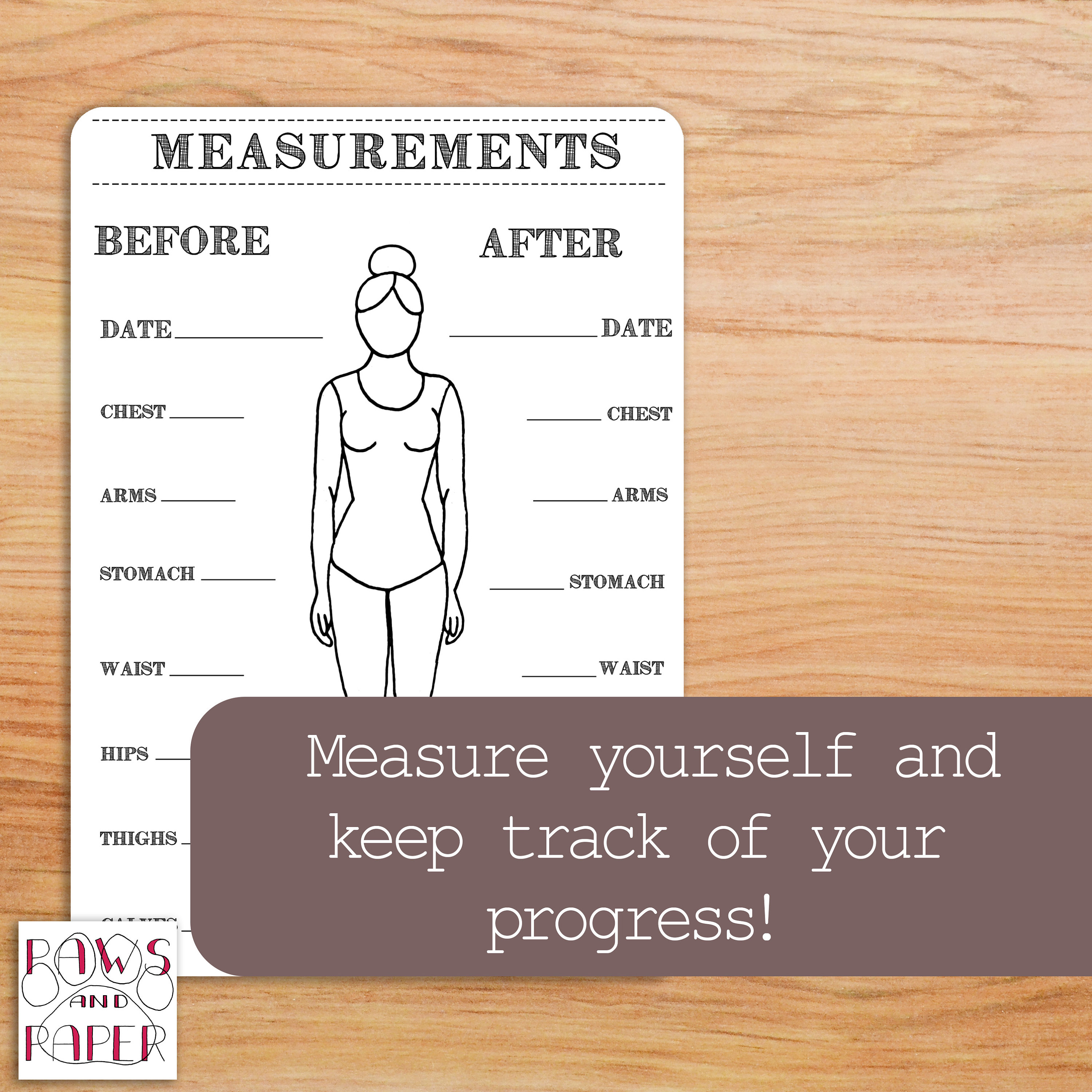 Printable Body Measurements Chart for Your Bullet Journal or Planner ...