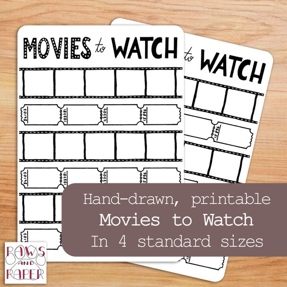 Printable Movies to Watch List Planner Printable Movie | Etsy