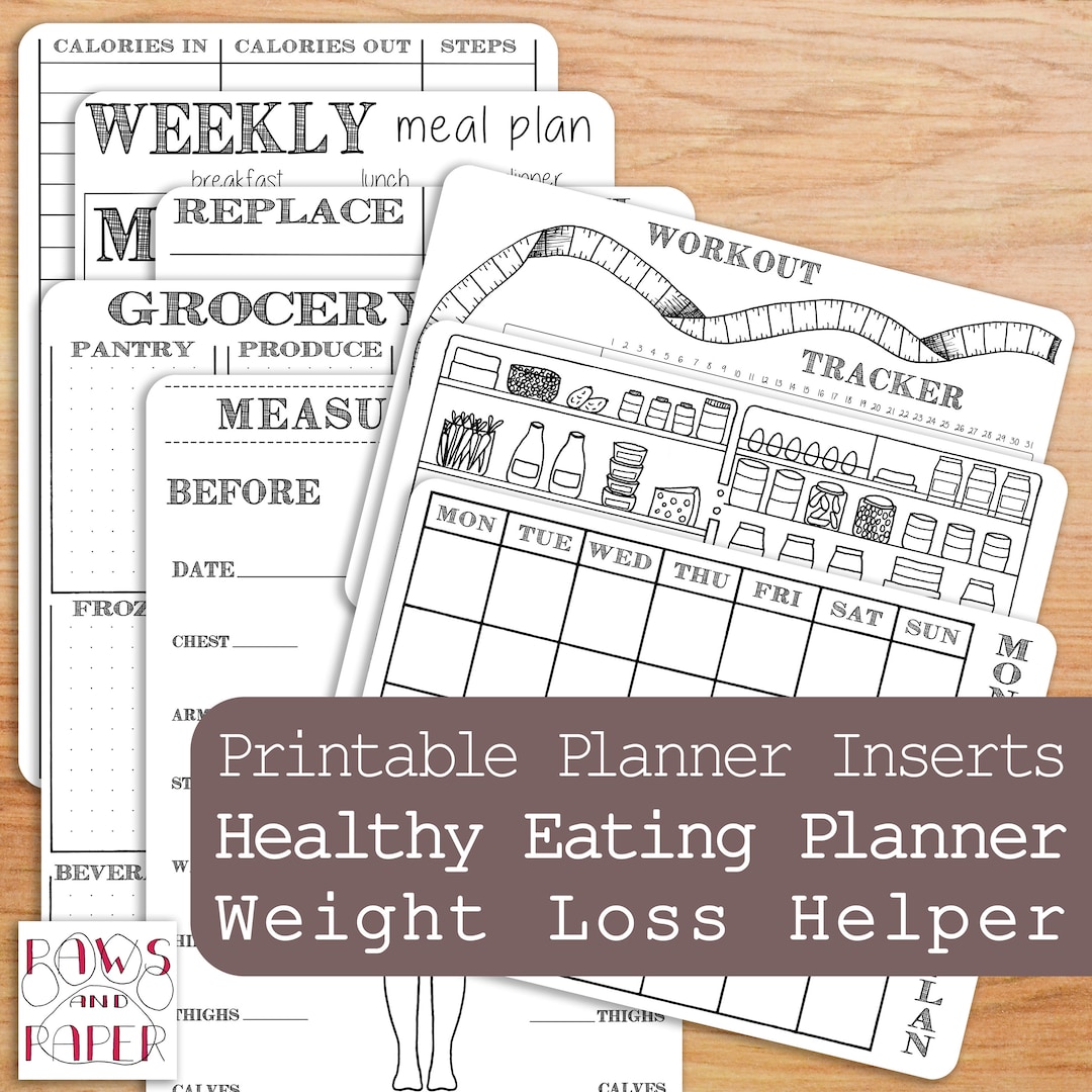 Weight Loss Printable Planner, Healthy Eating Planner, Diet Planner ...