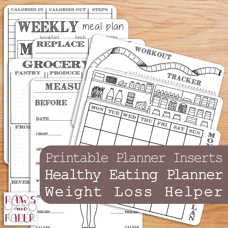 Weight Loss Printable Planner, Healthy Eating Planner, Diet Planner ...
