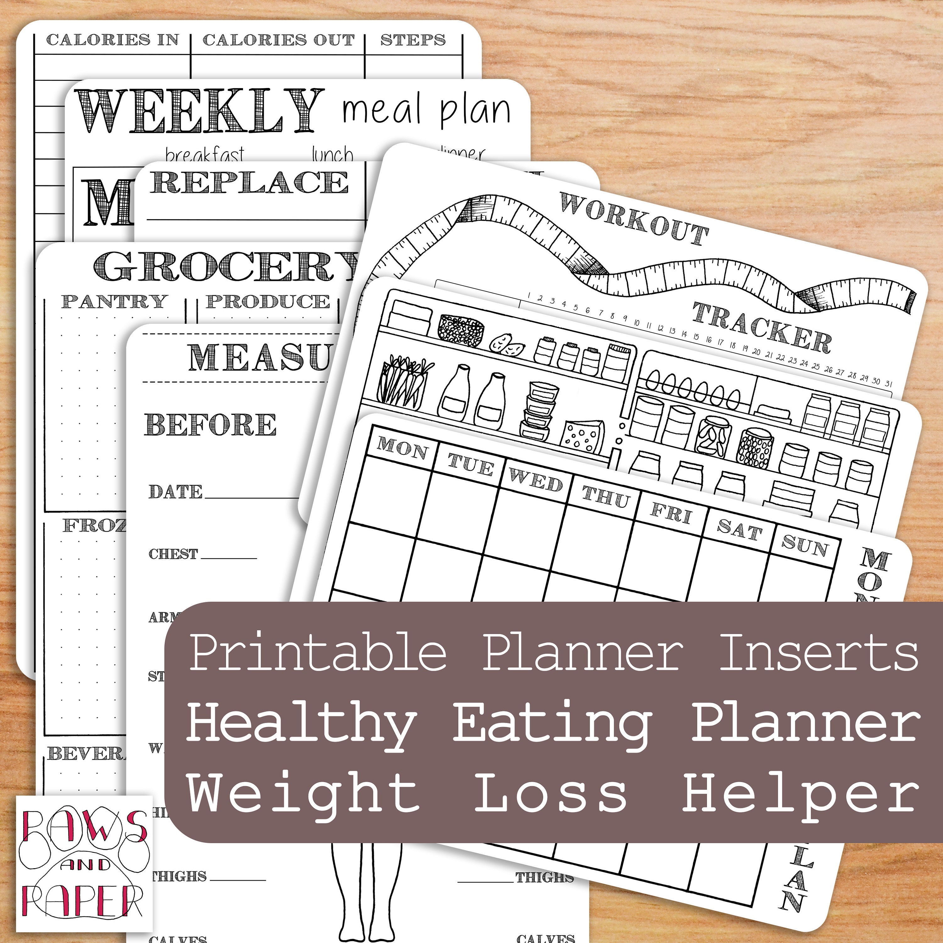 Weight Loss Printable Planner, Healthy Eating Planner, Diet Planner ...