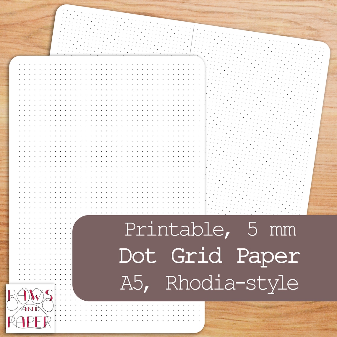 Printable Dot Grid Paper A5 Planner Insert Rhodia-Style 5mm | Etsy