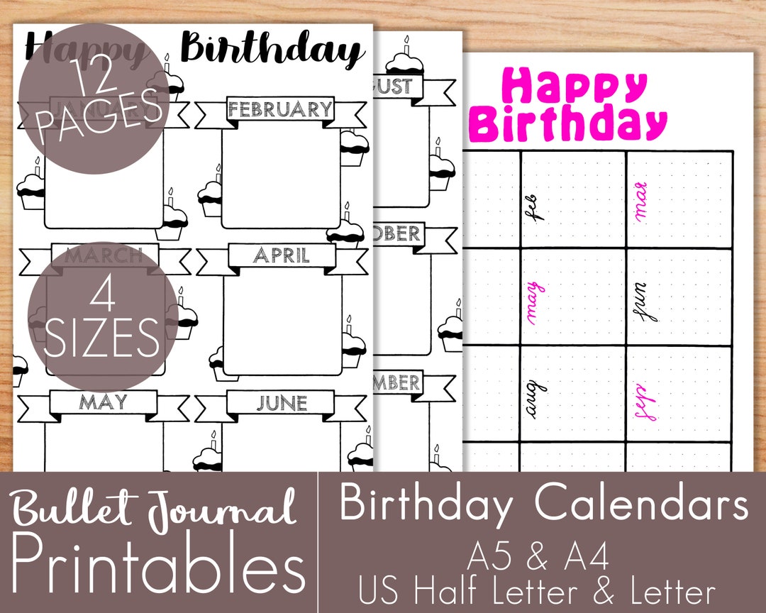 Birthday Planner Printable Bundle, Birthday Calendar, Birthday Reminder ...