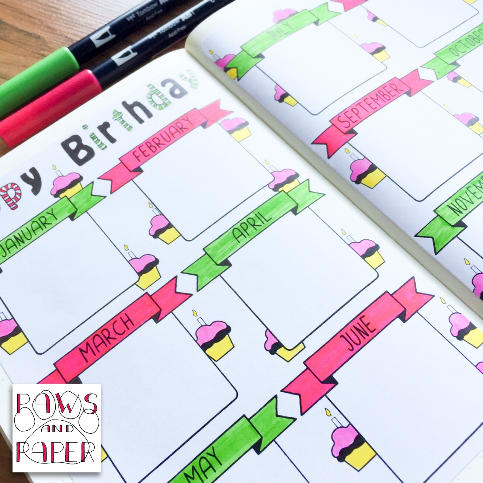 Birthday Planner Printable Bundle, Birthday Calendar, Birthday Reminder ...