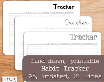 Habit Tracker Printable, undated, for your planner or Bullet Journal.