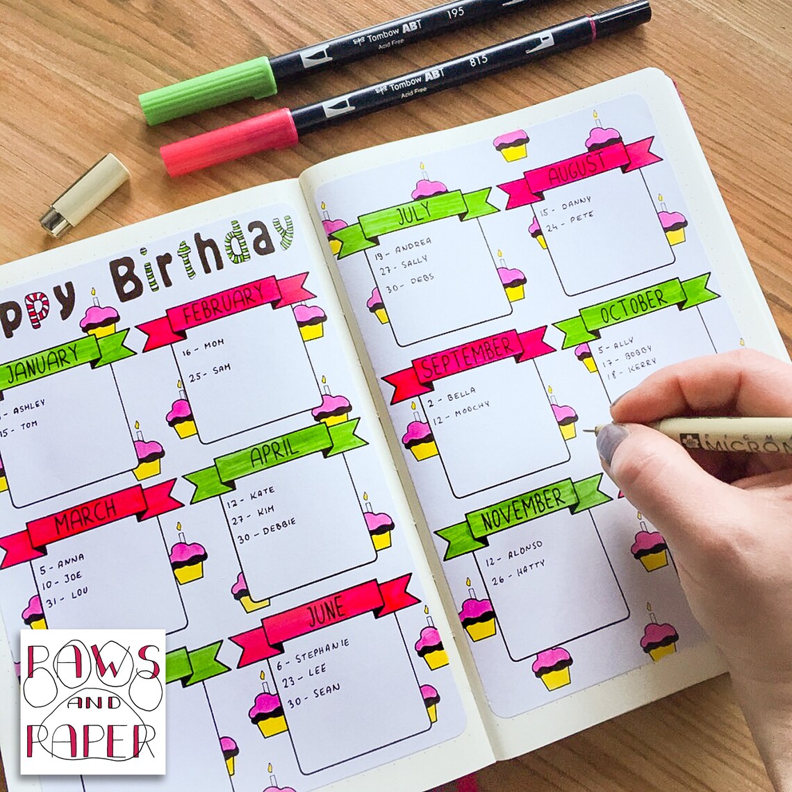 Birthday Planner Printable Bundle, Birthday Calendar, Birthday Reminder ...