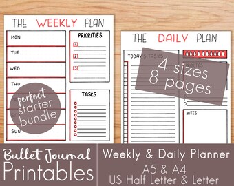 Bullet Journal Printable, Weekly Planner, Daily Planner, Planner Insert, Weekly Schedule, Planner Printable, Daily Plan, Daily Schedule