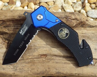 Police Pocket Knife 836 PD, Laser Engraved, Personalized Wedding Grooms Men, Birthday, Anniversary Gift.