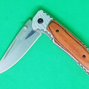 Wood Handle Laser Engraved Pocket Knife, Personalized Wedding Grooms Men, Birthday, Anniversary Gift.