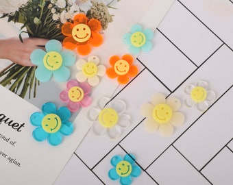 2size Acrylic Smiley Flower Face charms,Acrylic Smiley charms,Acrylic charm for jewelry, Mask strap,Smile pendant,Smiley Flower,Ribbonnkids