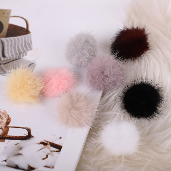 5pcs 4cm Real Mink fur ball in your choice of colors-Mink Pompom-Fur balls-Wholesale Minkball-Party Decor-Craft Supplies-ribbonnkids