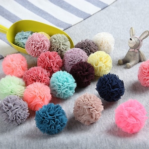 1.3&quot; Mini Tulle Pompoms in your choice of colors- Tulle pom pom-Colorful Handmade Pom Pom- Wholesale Pom Pom-Party Decor-Craft Supplies