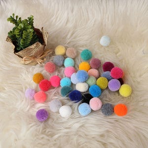 50 pcs Pom Poms, colorful cotton Pom Pom balls, Assorted color cotton  pompoms, Craft Supply Pompoms Handmade Pom Pom 22mm