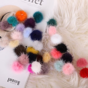 Pack of 12 Faux Raccoon Fur 14cm/5.5inch Pom Poms Fluffy Ball w/ Press  Button