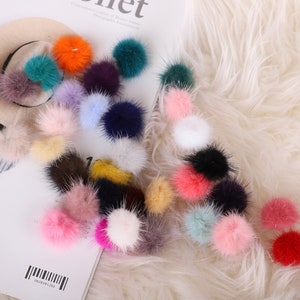 31color 3cm Mink fur ball  in your choice of colors-Mink Pompoms-Mini pompoms- Wholesale Mink ball-Party Decor-Craft Supplies-Mink Ball
