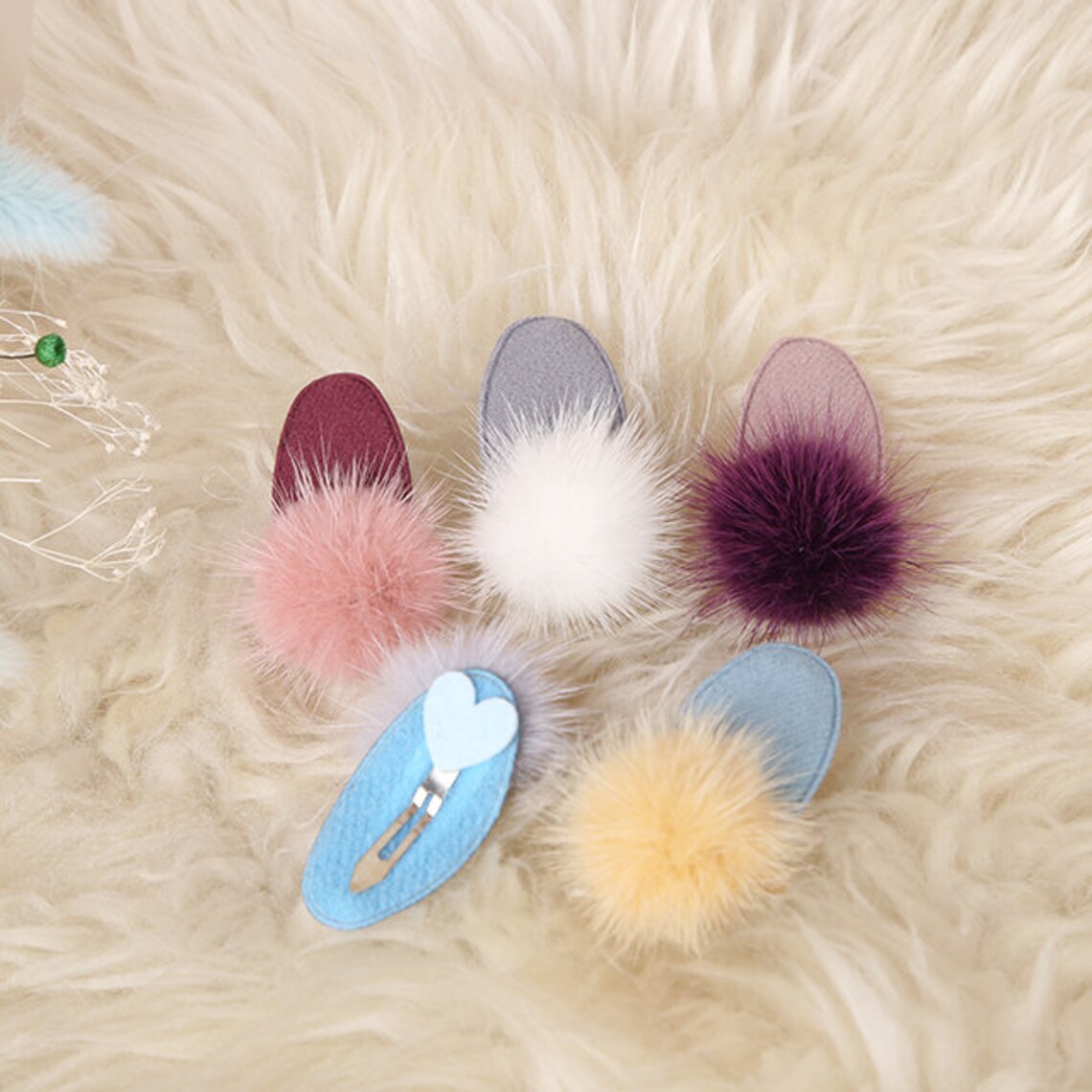 Mink fur ball Hair ClipSnap Hair clipsSnap Clipmink Etsy