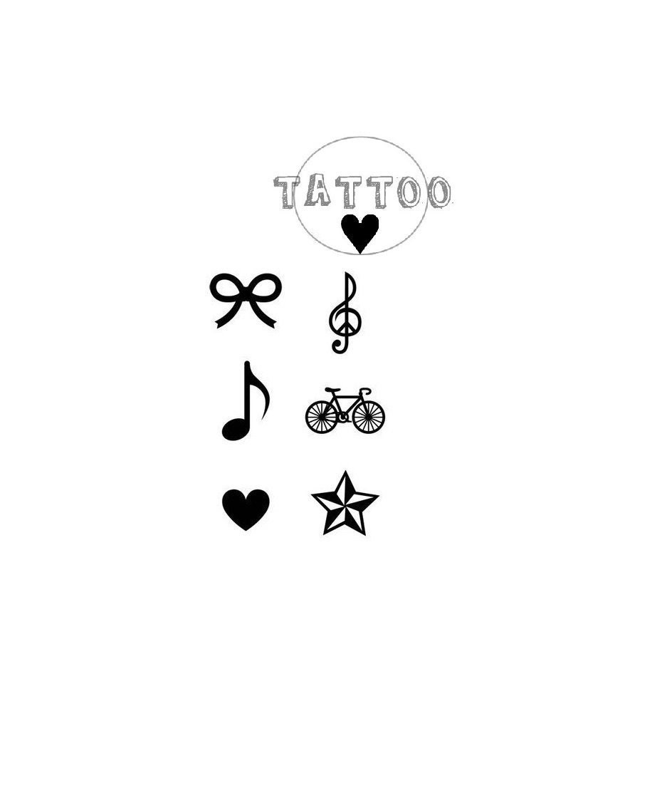 Temporäre TATTOO Mini SET Stern Fahrrad Herz Melodie Melodie Etsy