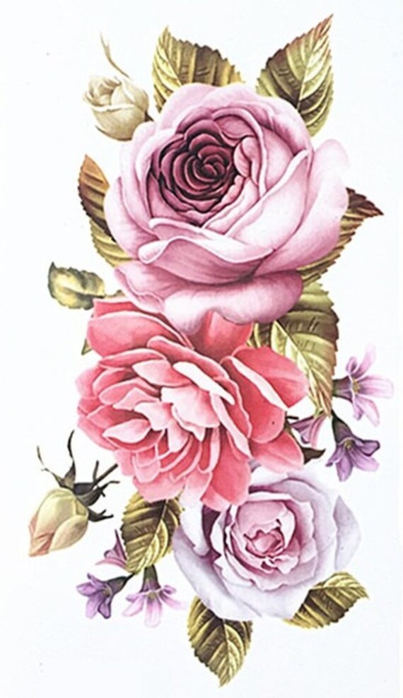 Tatouage Temporaire Roses 3d Fleur Tatouage Cool Beauté Tatouage Sexy Imperméable à Leau Autocollants 10x17cm Aw 012