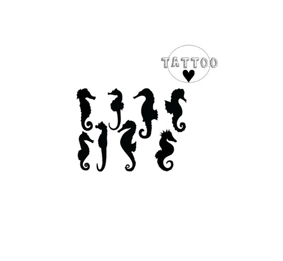 Tatouages temporaires Hippocampe lot de 2 tatouages