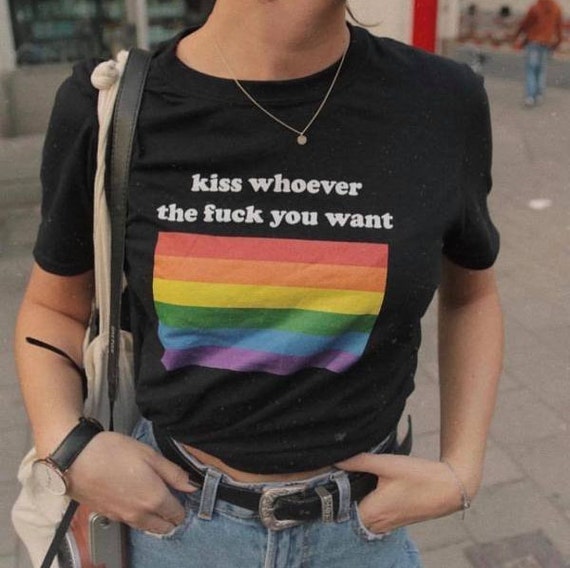LGBT Kiss whoever the fuck you want T-Shirt unisex | Etsy