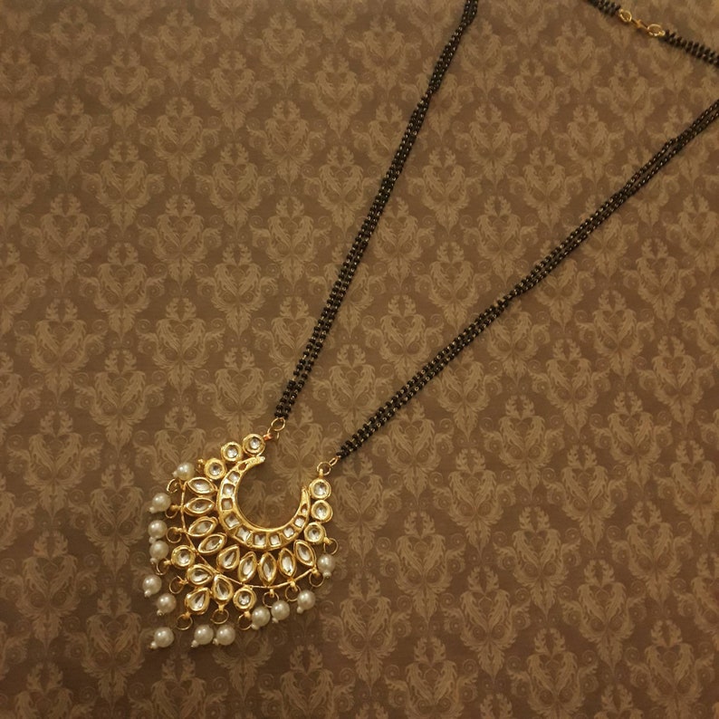 Stunning Pearl Kundan Golden Mangalsutra Kundan Mangalsutra Etsy