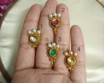 Maharashtrian Nath Clip On Nose Ring – Indian Wedding Jewelry, Marathi Nathani