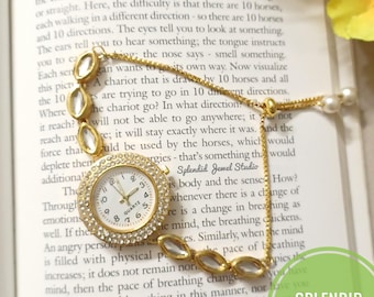 Indian jewelry watch | Vintage Look Heritage Watch | Kundan Watches - 1 piece - Adjustable, Free size