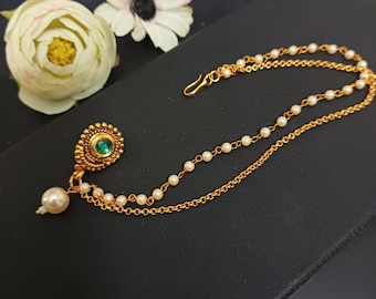 Green Nath, Small Indian Nose Ring, Marathi Bridal Clip-On Jewelry