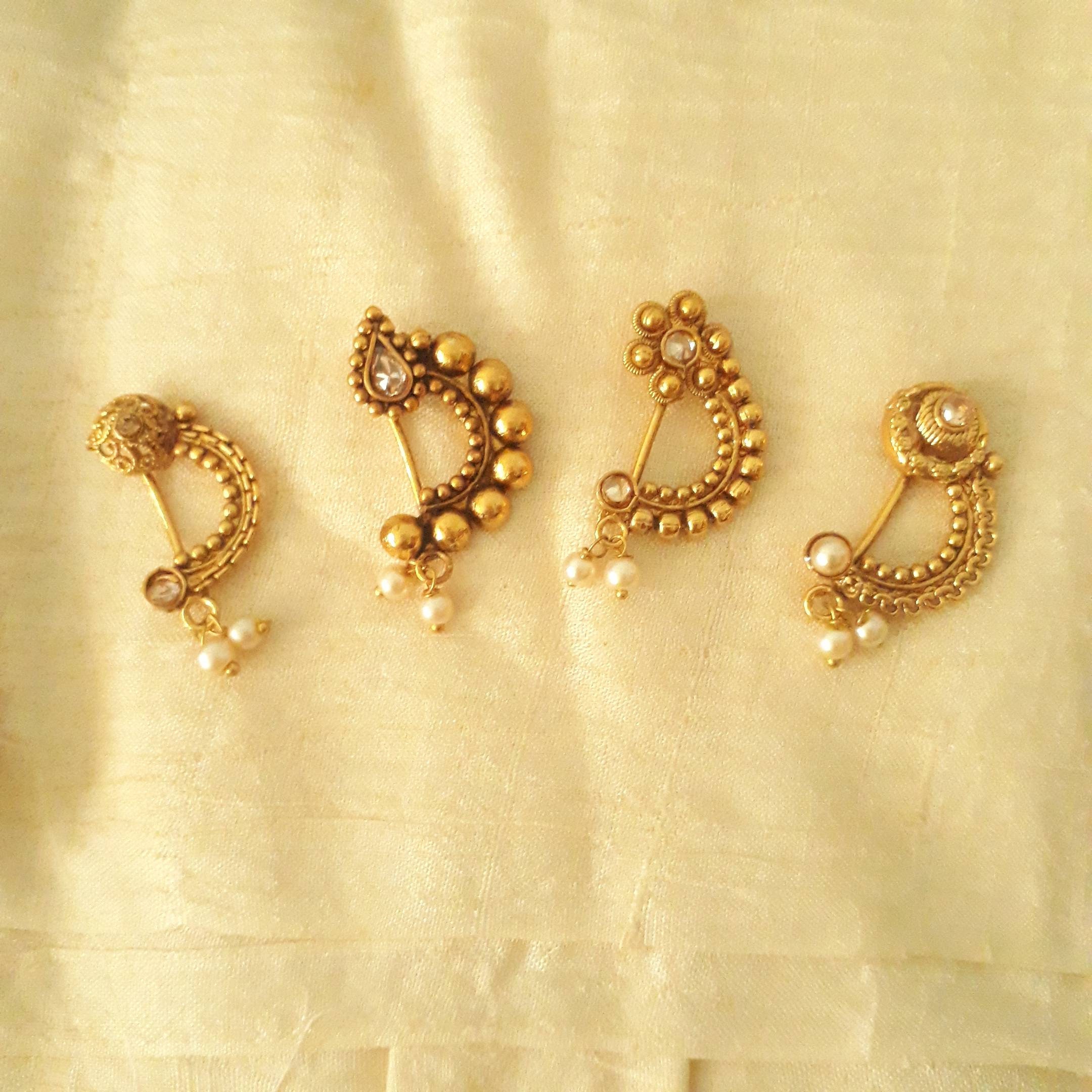 SMCTCRED Traditional Indian Style Gold Tone Chain Nose Anneau Nath Hoop Accessoires Bijoux Cadeau pour Les Femmes 