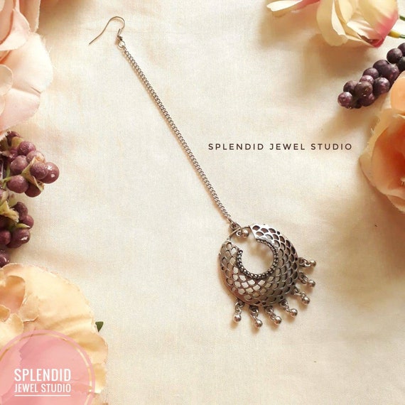 Oxidised silver maang tikka best sale