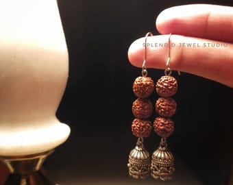 Rudraksha Jhumka Earrings, Shiva, Yoga Jewelry