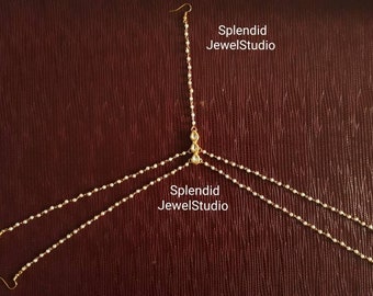 Elegant Pearl Headpiece - Maathapatti - matha patti, kundan mathapatti, indian jewelry, bridal hair jewelry