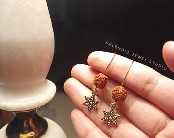 Rudraksha Earrings, Indian Jewelry, Yoga Gift