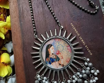 Oxidized Silver Kolhapuri Necklace – Indian Long Haram Jewelry