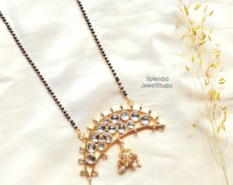 Kundan Mangalsutra, Modern Indian Necklace, 24 Inch Chain