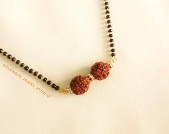 Rudraksha Mangalsutra Necklace, Minimal Indian Jewelry, Daily Wear Mangalyam