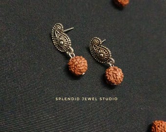 Dainty Rudraksha Earrings, Shiva, Yoga Jewelry, Indian Earrings, gift for her