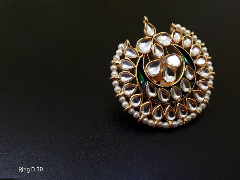 Big Red Kundan Ring statement Kundan Rings Adjustable Kundan Rings