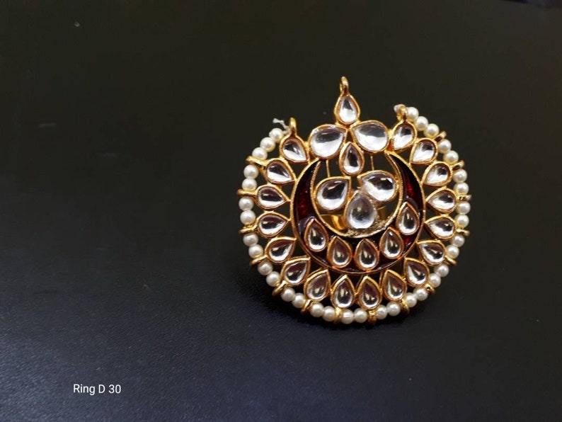Big Red Kundan Ring statement Kundan Rings Adjustable Kundan Rings
