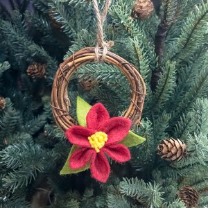 Mini Poinsettia Wreath Christmas Ornament