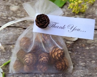 Scented Pine Cone Sachets. Minimum Quantity of 25. Small Cone Favours.