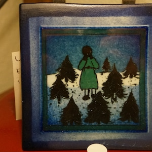 Arabia Finland Ceramic Art Tile handbemalte Helje Liukko Sundstrom Sammlerfliese.