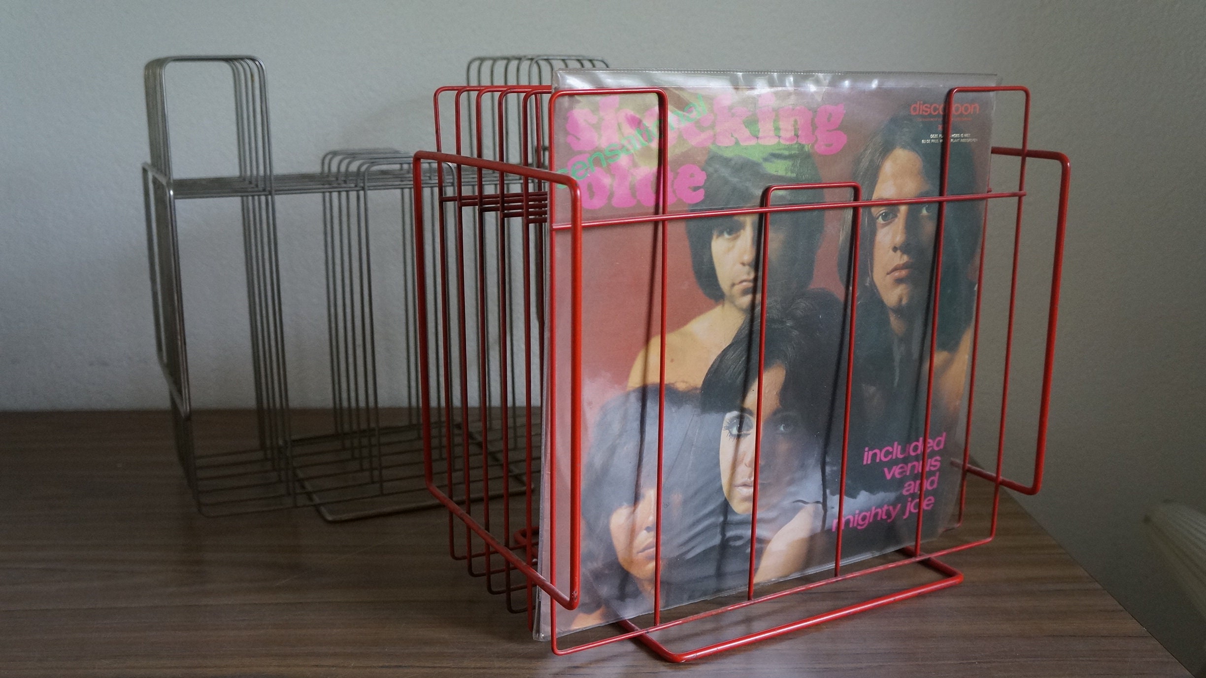 Red Crome Colored Metal Magazine Holder From the 70s, Magazine or